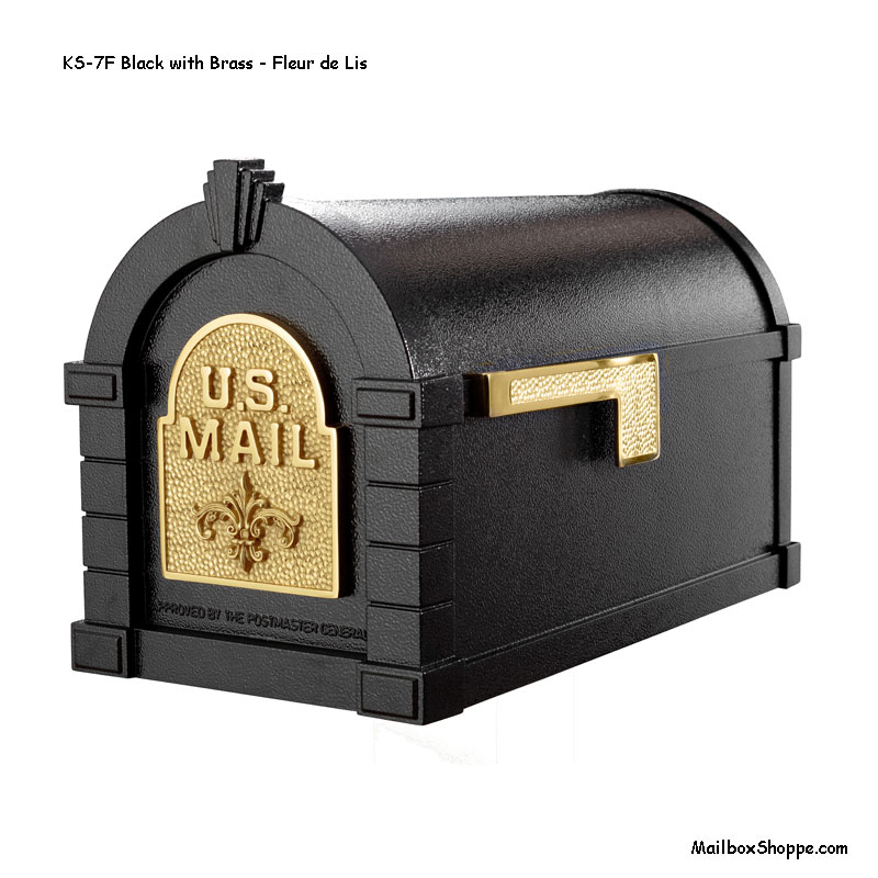 Keystone-Mailbox-Black-Brass-Fleur-de-lis-KS7F