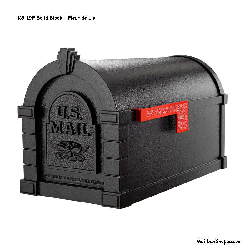 Keystone-Mailbox-Solid-Black-Fleur-de-Lis-KS19F