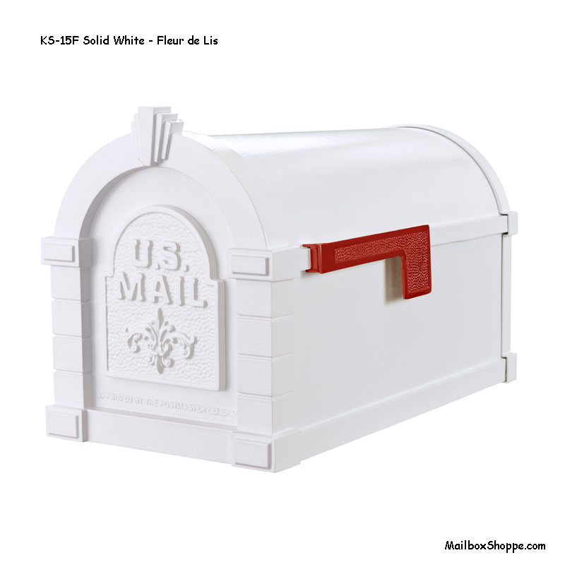 Keystone-Mailbox-Solid-White-Fleur-de-Lis-KS15F
