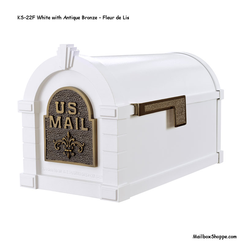 Keystone-Mailbox--White-Bronze-Fleur-de-Lis-KS22F