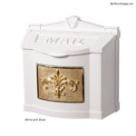 Gaines Fleur de Lis Wall Mailbox - White with Brass