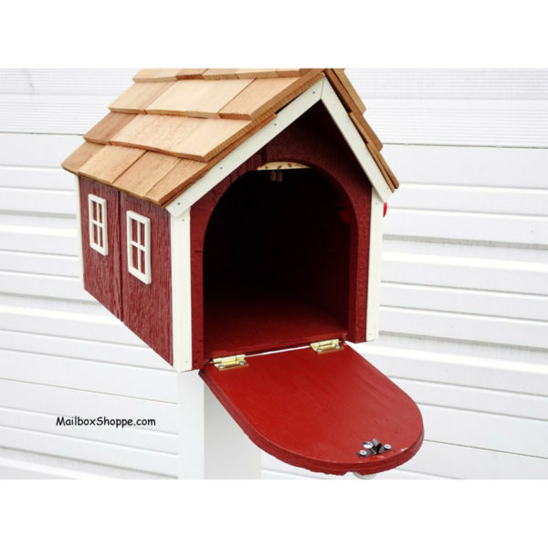 Amish Dutch Barn Mailbox - Red with White