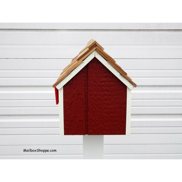 Amish Dutch Barn Mailbox - Red with White