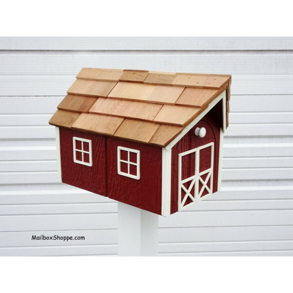 Amish Dutch Barn Mailbox - Red with White