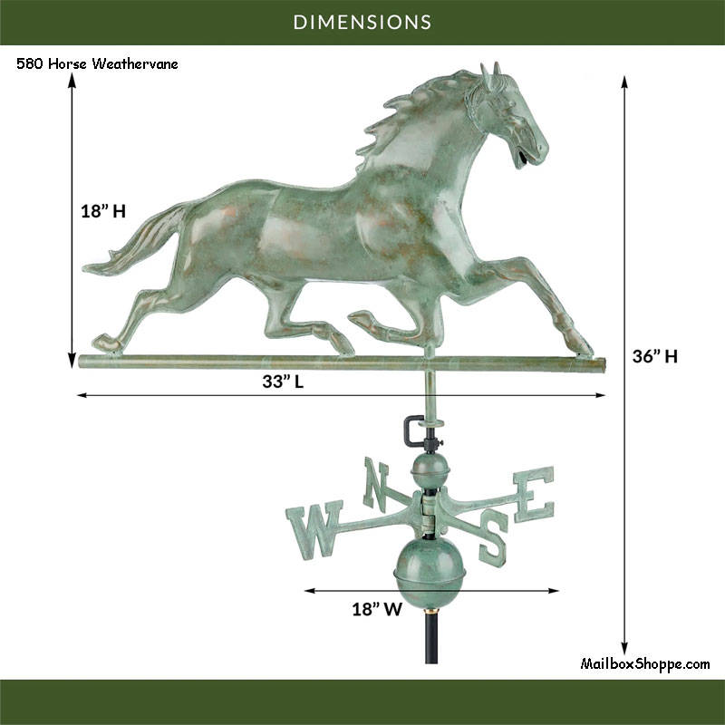 580V-Horse-Weathervane-Dimensions