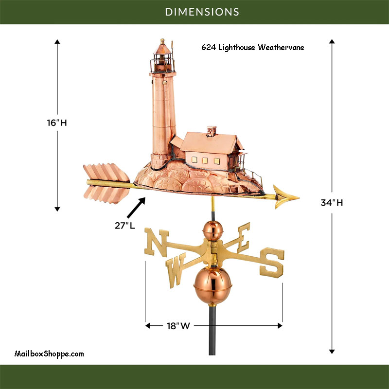 624-Lighthouse-Weathervane-Dimension