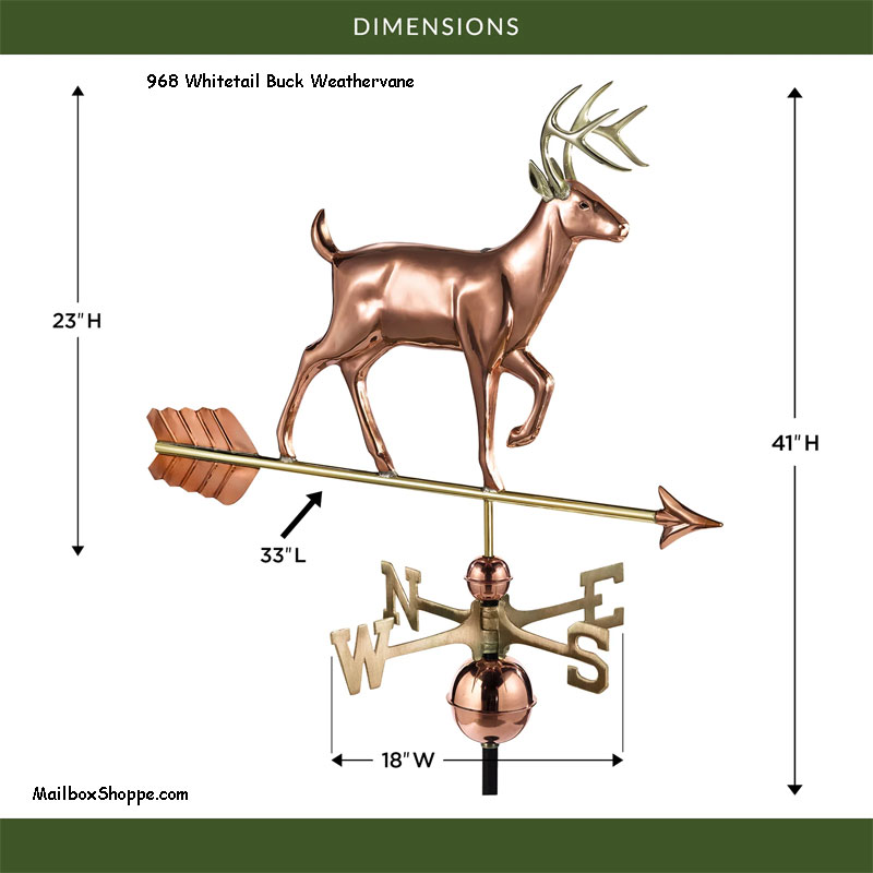 968-Whitetail-Buck-Weathervane-Dimensions