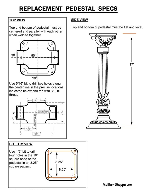 Cast Aluminum Pedestal Spec Sheet