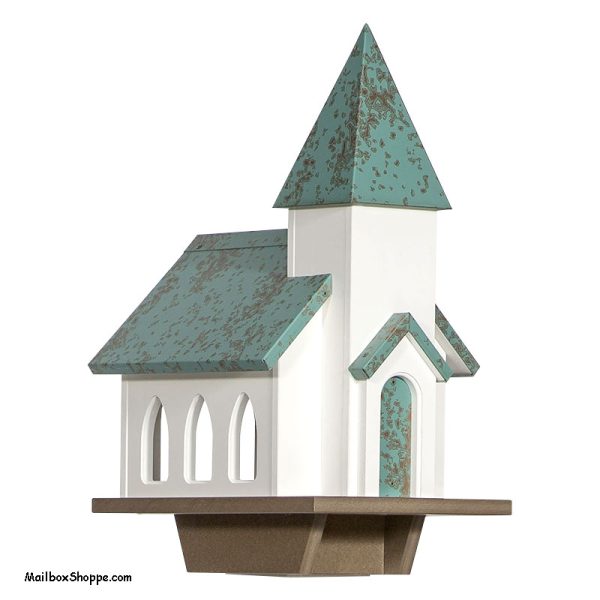 chapel-bird-feeder-patina-roof-front-view