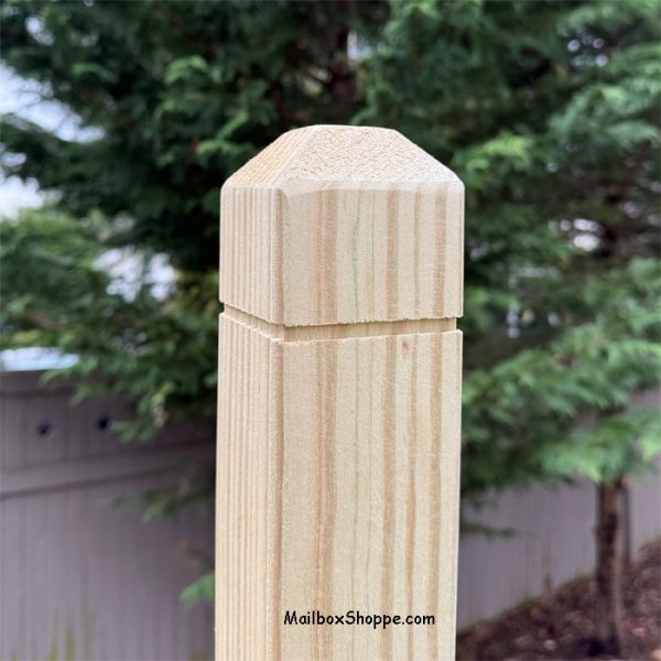 Chamfered Wood Mailbox Post