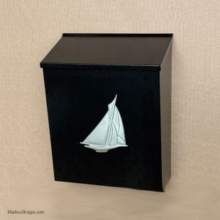 Sailboat Upright Wall Mailbox Gold