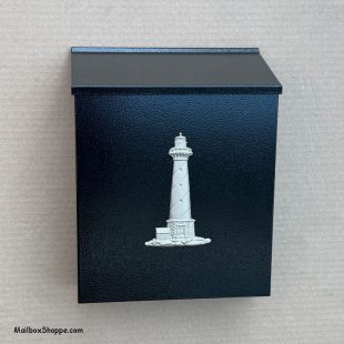 Silver Lighthouse Wall Mailbox