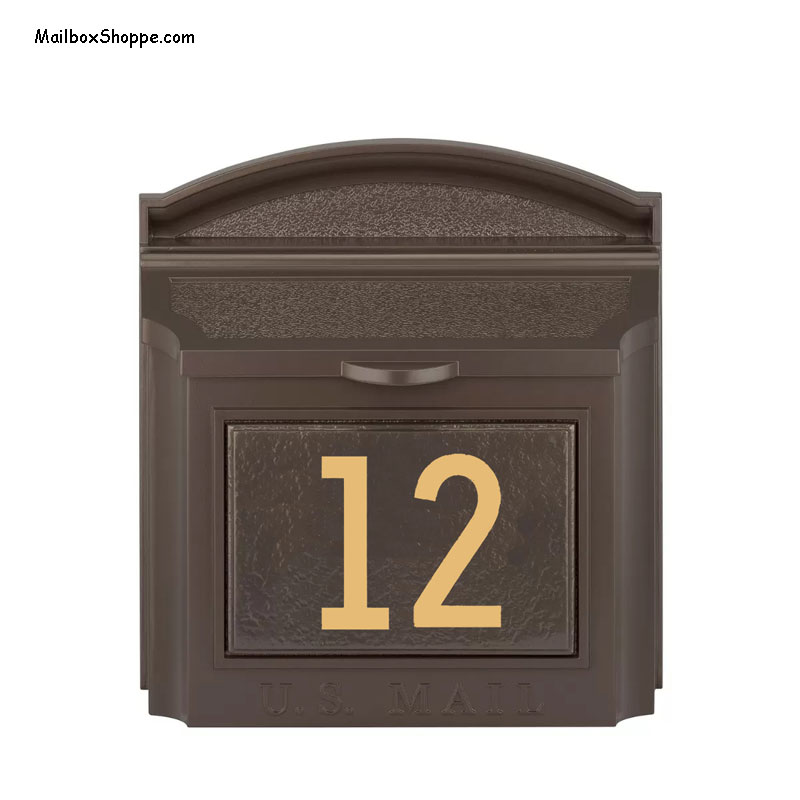 Whitehall Wall Mailbox with Gold Modern Numbers