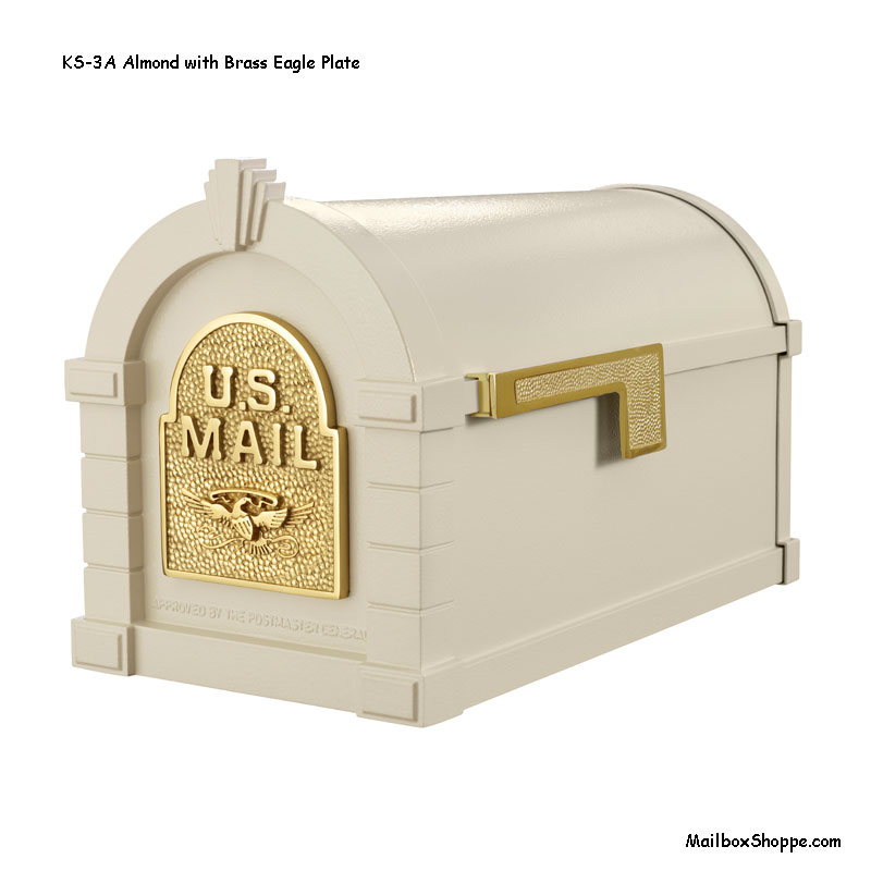 Keystone-Mailbox-Almond-Brass-Eagle-KS3A