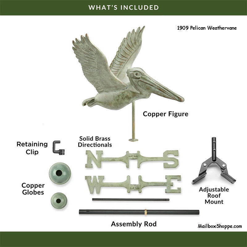 1909-Pelican-Copper-Weathervane-Package